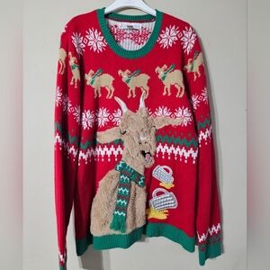 Jolly Sweaters Ugly Christmas Sweater Goat Large